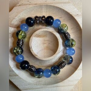 Elegant Blue and Yellow Beaded Bracelet